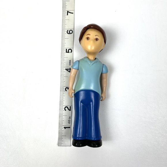 LITTLE TIKES VTG Dollhouse Dad Father Doll Figure Blue Shirt Brown Hair Toy - Picture 2 of 7